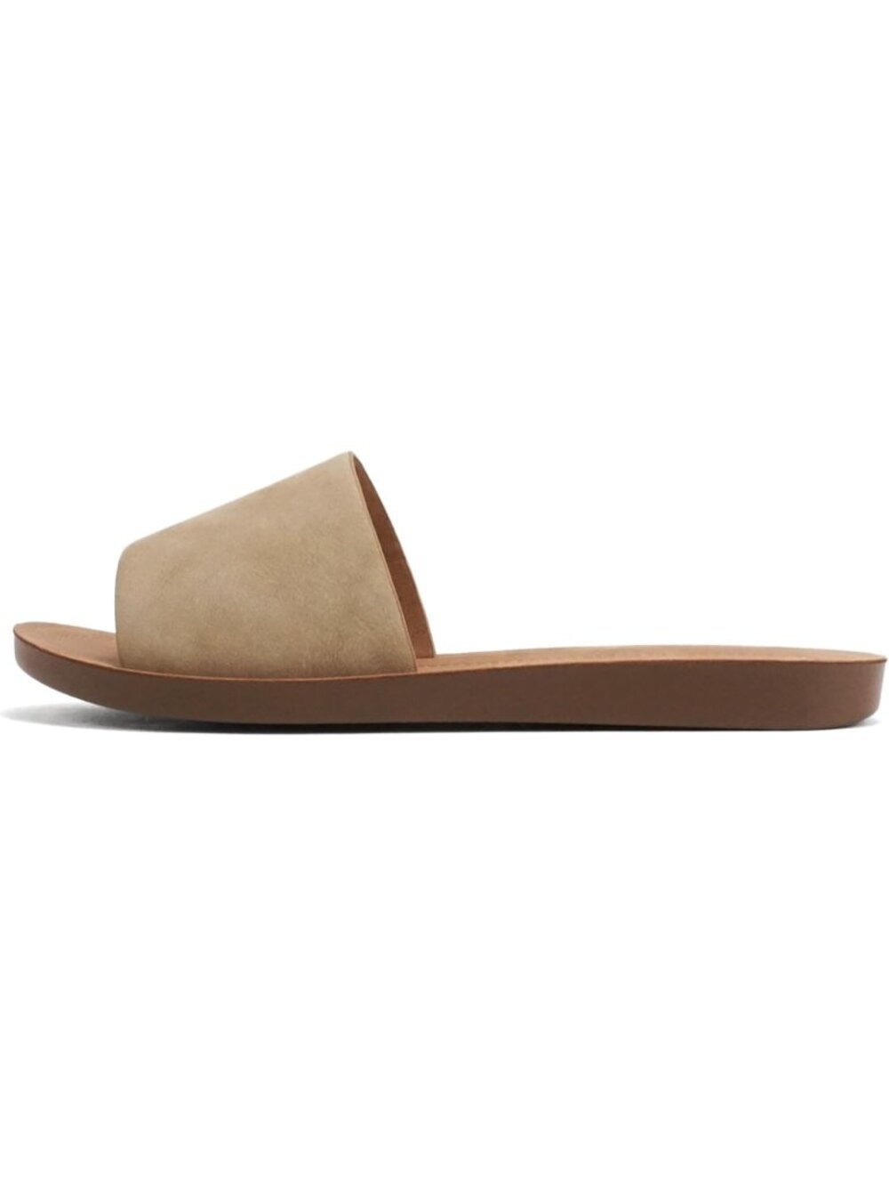 Women's Natural Peep Toe Beach Basic Plain Slip On Slides Casual Slipper Shoes